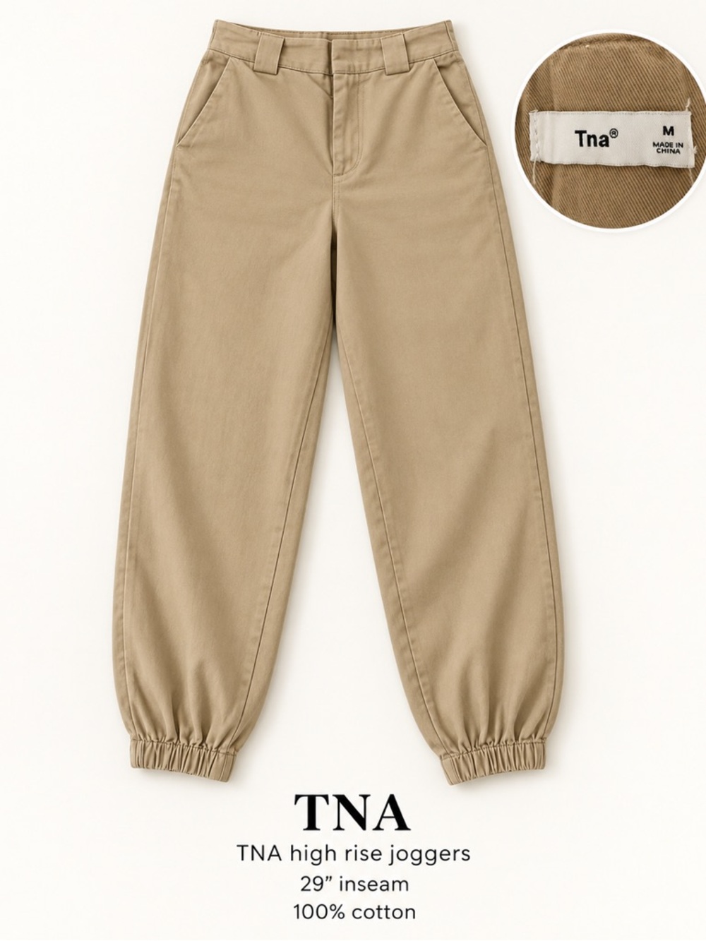 TNA High-Rise Cotton Joggers – Size M